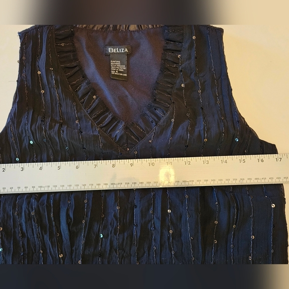 Beliza size 6, black sequin,side zip, ruffle neck, party top - Picture 2 of 8